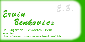 ervin benkovics business card